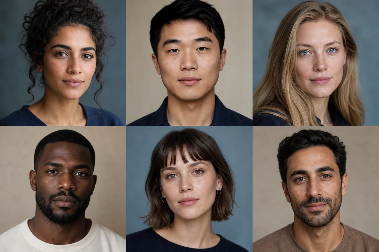 Six diverse adult portraits illustrating that conventional attractiveness is not one universal face