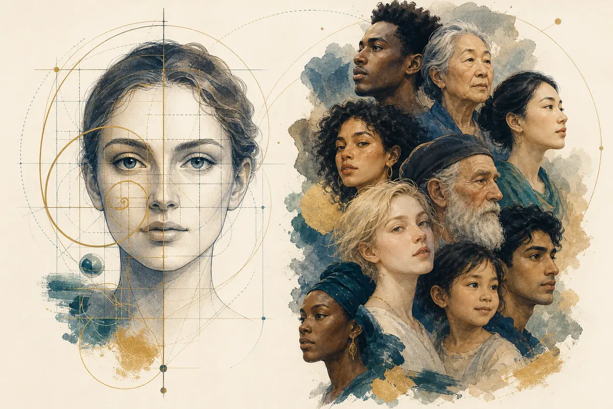 Editorial comparison of geometric face measurements with diverse natural faces and expressions